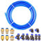 HUAZIZ Tubo Pneumatico PU 4mm OD 2,5mm ID, 10M Blu + 8 Pcs Connettore Raccordo Rapido per Aria 4mm