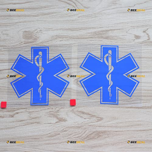 EMT Star of Life Aufkleber Sticker Vinyl Notfallmedizin - 2er Pack Blau, 10,2cm - Kein Hintergrund für Auto Boot Laptop Becher