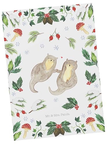 Mr. & Mrs. Panda Postkarte Otter Glühweinstand - Geschenk, einzelkarte, Postkarten, Ansichtskarten, Weihnachten, Ansichtskarte, Grußkarte