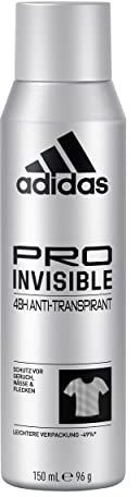 adidas Pro Invisible Anti-Transpirant Deo Spray für ihn, 48 Stunden Trockenschutz und langanhaltende Frische, 150 ml