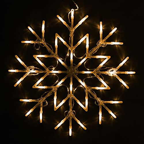Albert Austin Snowflake 50 LED Lights | Battery Powered Christmas Lights | Window Hanging Flash Lights | Bright LED Lights Festive Decoration for Indoor Home Office (Warm White)