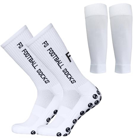 Lixada Fußballsocken und Wadenärmel-Set,antirutschsocken sport Erwachsene Herren Stutzen Stutzenstrumpf,Unisex Laufsocken Kompressionsstretch-Socken Sportliche Fußball-Socken mit Griffen,1 Paar(39-46)
