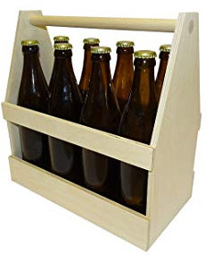 KF-Holz Bierträger für 8 Flaschen - Männerhandtasche aus Holz - Flaschenträger - passendes Geschenk für Vatertag und Geburtstag