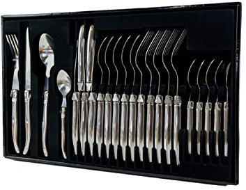 Pradel Excellence - Menagere Laguiole 24 pcs - Coffret Vitrine, Cadeaux - Couverts de Table 6 personnes - Acier Inoxydable - Finition Brillante