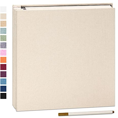 Yopih Selbstklebende 10x15 Fotoalbum Einkleben und zum Selbstgestalten Groß leinen Photoalbum mit 60 weißen Seiten, Hochzeit Jahrestag Geburtstag Geschenke, mit einem Kugelschreiber, 28x27cm
