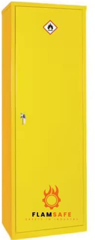 FlamSafe 1830mm(h) x 610mm(w) x 460mm(d) Tall COSHH HSE DSEAR Compliant Flammable Storage Cabinet/Cupboard Safety Yellow - TALL/THIN Model - Ideal for Paint Storage