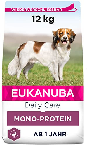 Eukanuba Daily Care Mono-Protein Hundefutter - Trockenfutter mit nur Ente als tierischem Protein, allergenarme Rezeptur, 12 kg