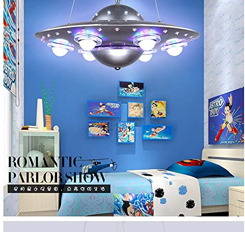 Enfant Créatif Chambre UFO Lampe Soucoupe Volante Lustre LED Lampe Vivante Enfants Mâle Fille Alien Lumières Décoratives Lustres pour Enfants Forme 6 Suspendu Éclairage Suspendu Lumière Susp
