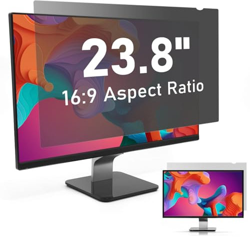 SOPPY Blickschutzfilter, 23,8 Zoll Monitor Blickschutzfolie, Monitor Screen Filter Datenschutz Bildschirmfilter mit Sichtschutz, Anti-Blaulicht und Blendschutz (16:9, 528 x 297 mm)