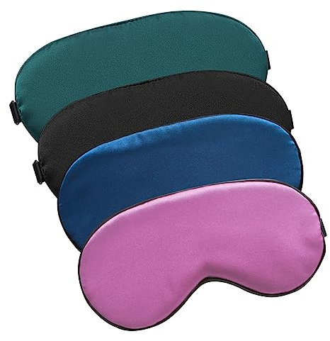 MIVAIUN 4 Pièces Masque de Nuit Sommeil, Ultra-Douce Masque de Nuit en Soie pour Hommes Femmes, Masque des Yeux Cache Yeux pour Voyage la sieste Dormir Anti-lumière bloque la lumière
