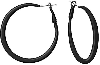 Soul-Cats 1 Paar schöne Creolen Ohrringe Ohrstecker Hoops Ø 50 mm 80er Style, Farbe: Schwarz