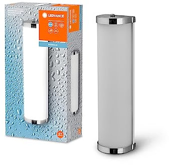 Ledvance Badezimmerleuchte für die Wand in Zylinderform mit 320mm Durchmesser, chromfarben, E14-Sockel (kein Leuchtmittel dabei), IP44-Schutz, klassisch-modisches Design