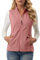 KBOPLEMQ Gilet in pile da donna, morbido, senza maniche, con tasche con cerniera, per la primavera, l'autunno, il gilet in pile, leggero, con tasche con chiusura lampo, Colore: rosa., L