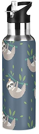 Koala Gourde isotherme en acier inoxydable avec couvercle à paille pour garçons et filles - 600 ml