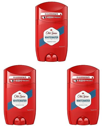 Old Spice Whitewater Deo Stick für Herren 50 ml, 48 h Frische, 0% Aluminiumsalze, keine weißen Rückstände und gelben Flecken (Packung mit 3)