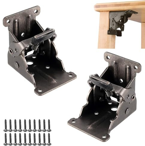 Bloqueo Automático de 90 Grados 2 Piezas Bisagra Plegable Autoblocante Patas Plegables para Mesa Herrajes para Mesas Plegables Para Piernas Plegables Escritorio Banco de Trabajo Negro