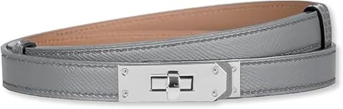HEVIBK Ledergürtel Damen Gürtel Taillengürtel Damengürtel Leder Jeansgürtel Echtleder 30mm Breit schmaler Gürtel(Hellgrau/Silber)