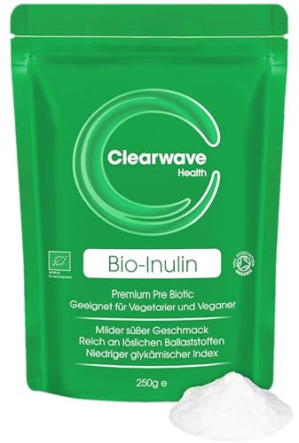Organic Inulin Powder | 250g | Prebiotic Fibre Supplement | Soluble Fibre Powder for Gut Health & Digestion | by Clearwave Health