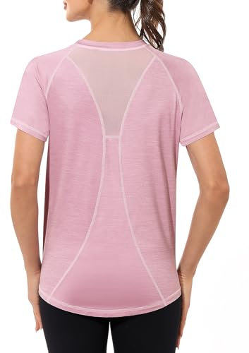 Gyabnw Sportshirt Damen Kurzarm Sport Oberteile Locker Laufshirt Leichtes Funktionsshirt Fitness Yoga