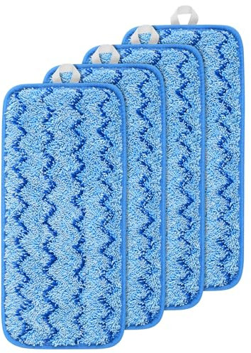 Gudotra Lot de 4 Lingettes Réutilisable pour Swiffer Wet Jet Balai Spray Chiffons Serpillières en Microfibre Lavable à Motif de Vague Nettoyer Le Sol Sec ou Humide (4pcs-vague)