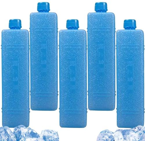 Packs For Cool Box, 5 Packs Home Freezer Blocks, Air Conditioner Fan Ice Crystal Box, Space Saving Freezer Packs Cooler Bag Ice Packs, Reusable & BPA Free