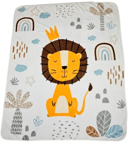 kreativherz - Premium Kinderdecke Tier-Motiv „Löwe“ 120x100cm extra Weich nach OekoTex geprüft - Decke für Kinder, Babys & Neugeborene ideal als Kuscheldecke, Stilldecke, Spieldecke oder Wickeldecke