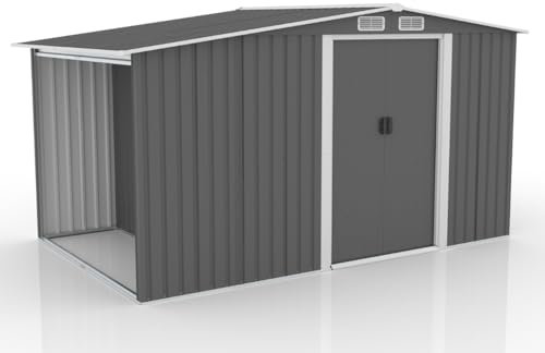 CONCEPT USINE | Abri de Jardin 6.87 m² VOSGES Gris | Cabane Extérieure | Structure Résistante en Métal | Idéal pour Rangement Outils et Vélos avec Abri Bûches | Spacieux, Solide, Robuste