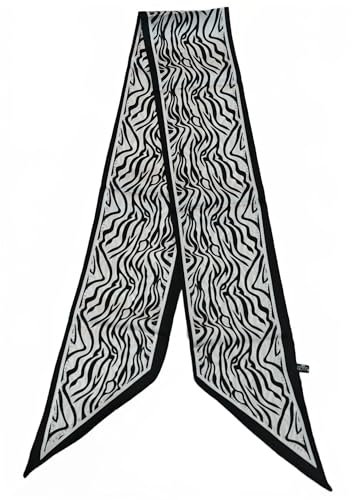 GIMIRO Satin Seidenschal 148 x 13,5 cm Krawatte Double Layer Bund für Blazer, Mantel, Kleid (66# Zebra Black White)