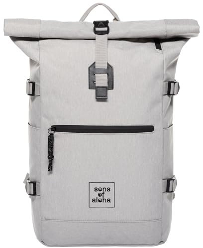 Rucksack Kane Roll-Top Kurierrucksack XL groß - PET recycelt, wasserabweisend - Wander-Rucksack Laptop-Fach 15 Zoll White-Sand