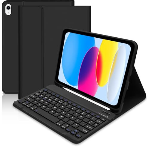 Funda con Teclado para iPad 10ª generación 2022/ (A16) 11ª generación 2025, Funda iPad 10 Generación con Teclado,Teclado Bluetooth Magnético Desmontable para 10.ª Gen 2022, Negro