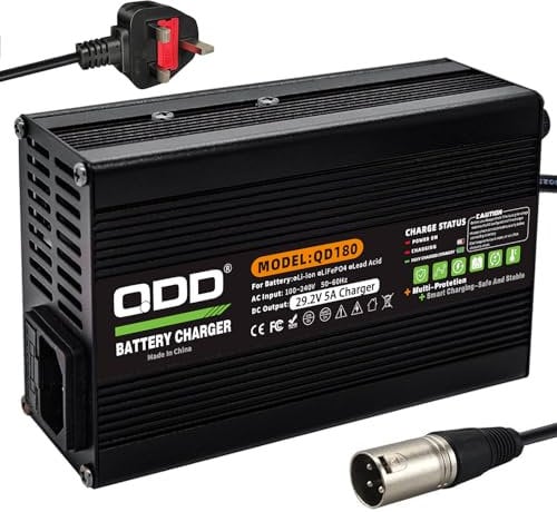 QDD 29.2V 5A LiFePO4 Battery Charger for 8S 24V LiFePO4 Battery with DC 3pin XLR Plug