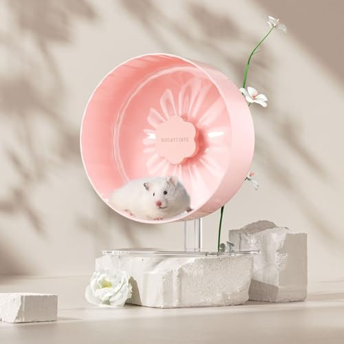 BUCATSTATE Hamsterrad, 26cm Laufrad Hamster Leise Hamster Spielzeug rutschfeste für Zwerghamster Mäuse Eichhörnchen Chinchillas Kleintier Haustier (Rosa)
