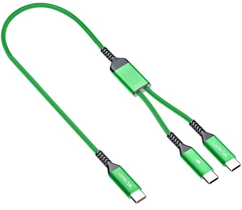 USB C Kabel 1.2M Grün, Multi 2-in-1 USB C zu USB C Kabel 100W Max, Schnellladekabel für iPhone 16 15 Serie, MacBook, iPad, Samsung S25, Xiaomi, Huawei, Moto (USB 2.0, geflochten)