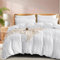 Fondream Seersucker Duvet Cover Set King Size 3 Pieces White Bedding Set fot Teens and Adults with 2 Pillowcases Duvet Cover Set with Zipper Closure 220×230cm