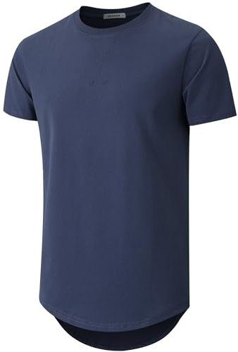 VEIISAR Men's Heavy Weight Crew Neck Short Sleeve T Shirt - Mens 100 Cotton Thick Longline T-Shirts (X363 Royal Blue XL)