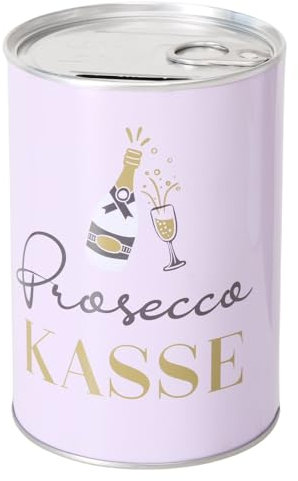 Spardose Sparschwein Schriftzug - Prosecco Kasse - Metall Sparbüchse Geldgeschenk Geschenkidee Geldspardose Metallspardose 8,5 x 12,3 cm
