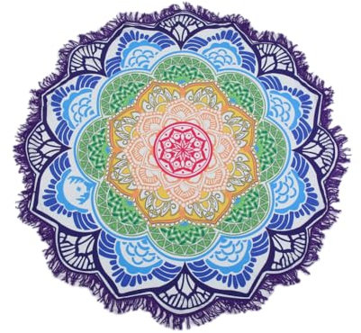 CAIRF 150cm Runde Stranddecke mit Fransen,Bunte Mandala Motiv Strandtücher,Ultraleicht Sandfrei Strandtuch Wandteppich Picknick,Schwimmen XXL Schnelltrocknend Badetuch Duschtuch Handtuch A
