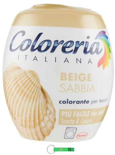 Coloreria Italiana Colorante Tessuti e Vestiti en Lavatrice, Beige Sabbia, Tinte textil y de ropa para la lavadora, color beige arena, 350 g + llavero Beni Culinari gratuito