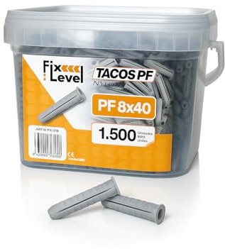 Tacos pared - Caja en Cantidad de Tacos - FixLevel - Tacos Pladur - Material Nylon - Diferentes Medidas 6mm, 8mm, 10mm - Tacos universales (8 mm, 1500, Unidad)
