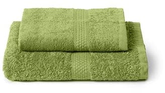 Caleffi Set Asciugamani Bagno Viso e Bidet in Cotone, Asciugamani Resistente a Lavaggi, Include 1 Asciugamano Viso 55x100 cm e 1 Asciugamano Bidet Ospite 40x60 cm, Asciugamani 2 Pezzi, Verde