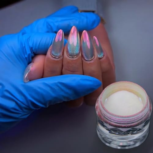 BEAUTNICE Chrome Nail Powder, Holographic Pigment Mirror Effect Resin Powder for Nail Art and Crafts, Professional Quality, Variable Light