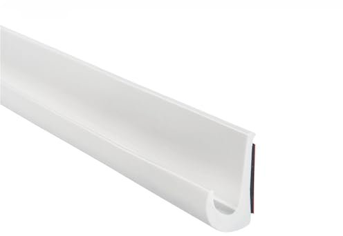 Canaleta de lluvia de PVC autoadhesiva, en forma de J, para camión, RV, barco, furgoneta, puerta, coche (blanco, 16 pies)