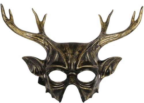 Keuyeo Reindeer Horn Mask Masquerade Party Mask Halloween Costume Mask Mardi Gras Mask Animal Mask for Party Carnivals