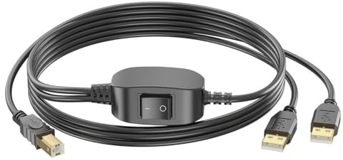 Hoite USB-A-auf-USB-B-Druckerkabel-Splitter – 2-in-1-1,5-m-Stecker-auf-Stecker-Umschalter für 2 Computer, kompatibel mit Druckern