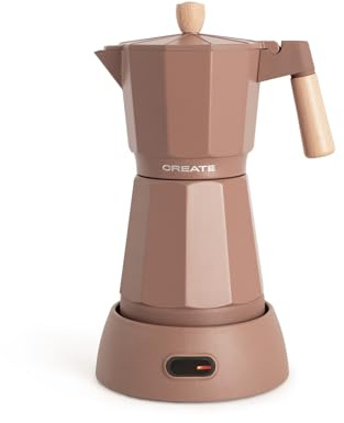 CREATE / THERA MOKA ELECTRIC/Italienische Elektrische Espressomaschine Mokka/Warmhaltefunktion, 300ml, 6 Tassen, 360°-Basis, leichte Reingung und BPA-frei, 480W