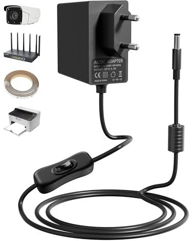 RENGOGA 12V 2A Netzteil, AC 100-240V 50-60Hz zu DC 12 Volt Power Adapter Kompatibel mit Router LED Strip Light Externe Festplatte CCTV Kamera.5,5 mmx2,1 mm Ausgangsstecker, Kabellänge 1,8