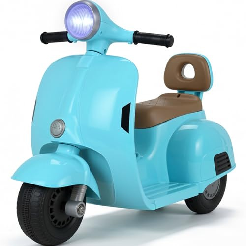 MAMIZO 6V Elektro Motorrad Kinder, Dreirad Kindermotorrad mit Scheinwerfer, USB, Pedal, Elektro-Dreirad für Kinder mit Vor- und Rückwärtsgang, 72 x 56 x 37 cm, 2KM/H, Max 20kg, für 3-6 Jahre, Blau