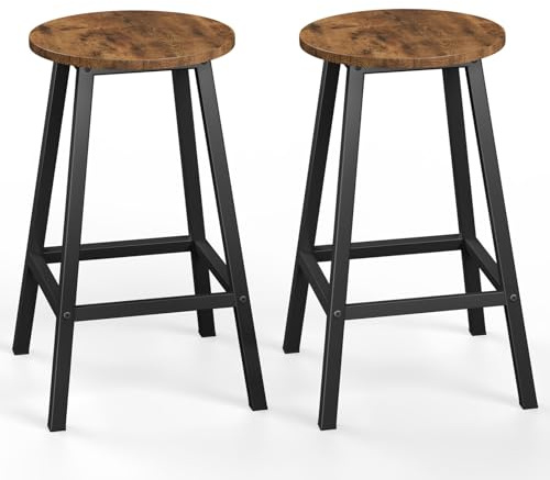 HOKEEPER Barhocker 2er-Set höhenverstellbar | Barstuhl, Holz, für Küche, robuste Stahlkonstruktion, rutschfeste Fußkappen, Barstühle, Küchenstühle, hoher Hocker