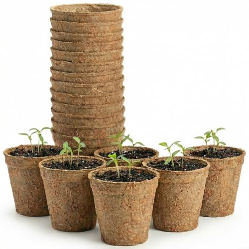 20 Pack Biodegradable Planting Pots for, Compostable Pots for Growth, Small Plant Pots for Transplant, Nursery Bags(Extra Large 12 * 10)
