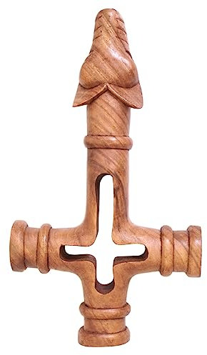 Battle-Merchant Wooden Wolf Cross – Hand Carved – Wall Decoration Iceland Hammer – Thor's Hammer – Merchant Cross Viking Edda